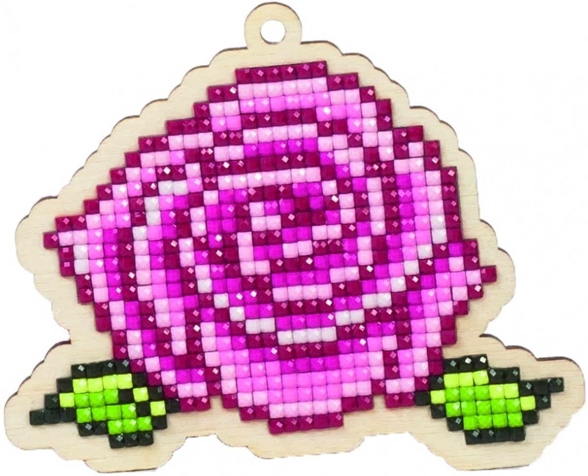 Wizardi Diamond Painting Hanger Roos WW122 | Sleutelhanger, Magneet